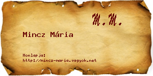 Mincz Mária névjegykártya